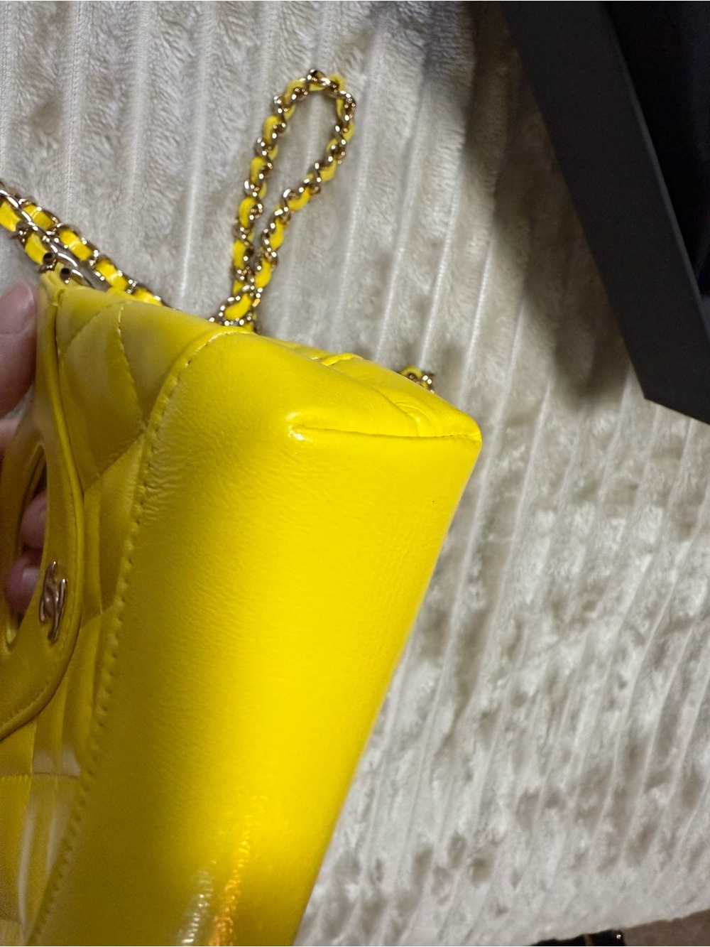 CHANEL Yellow Quilted Mini Top-Handle Bag - Picture 4 of 6